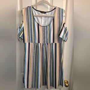 1X Reborn Off Shoulder Stripe Dress